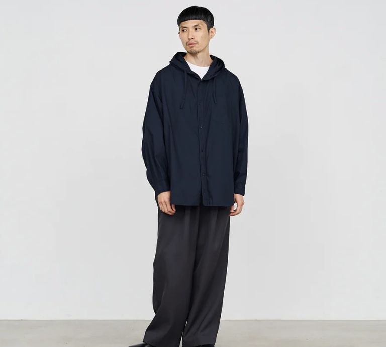 Graphpaper - Garment Dyed Suvin Typewriter Oversized Hooded Shirt