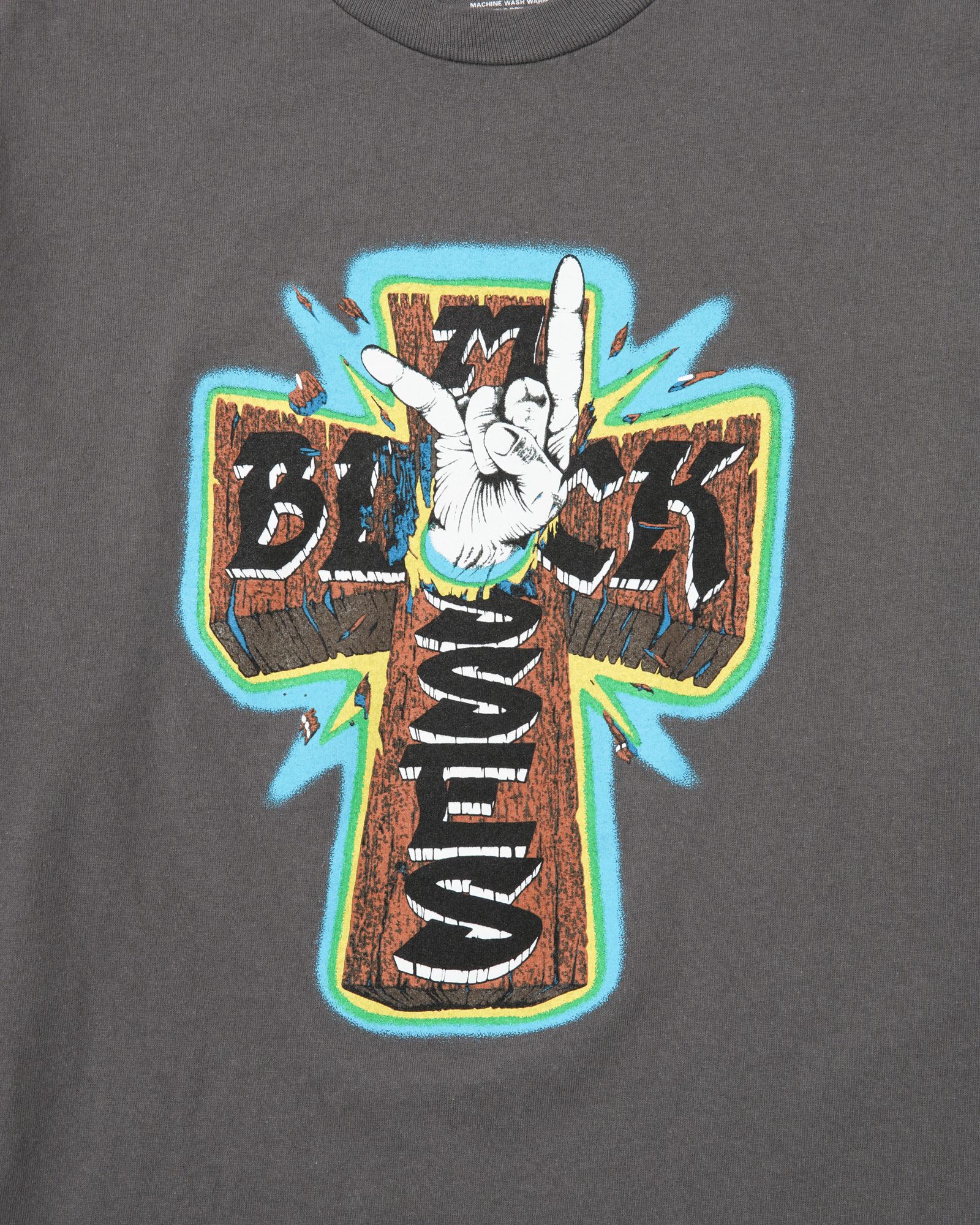T-SHIRTS L/S CROSS HAND / CHARCOAL / プリントL/Sティー