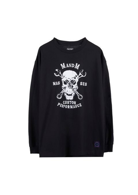 M&M MASSES T-SHIRT SKULL WRENCH L/S / BLACK / コラボロンティー