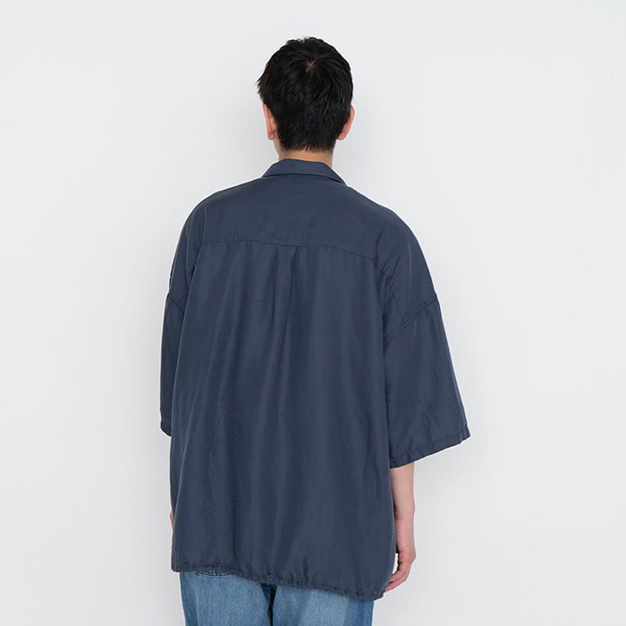 Open Collar Cupra Hemp S/S Shirt / N(Navy)
