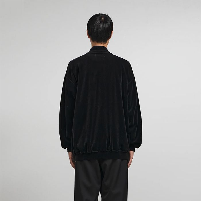 Compact Velour Mock Neck  / BLACK