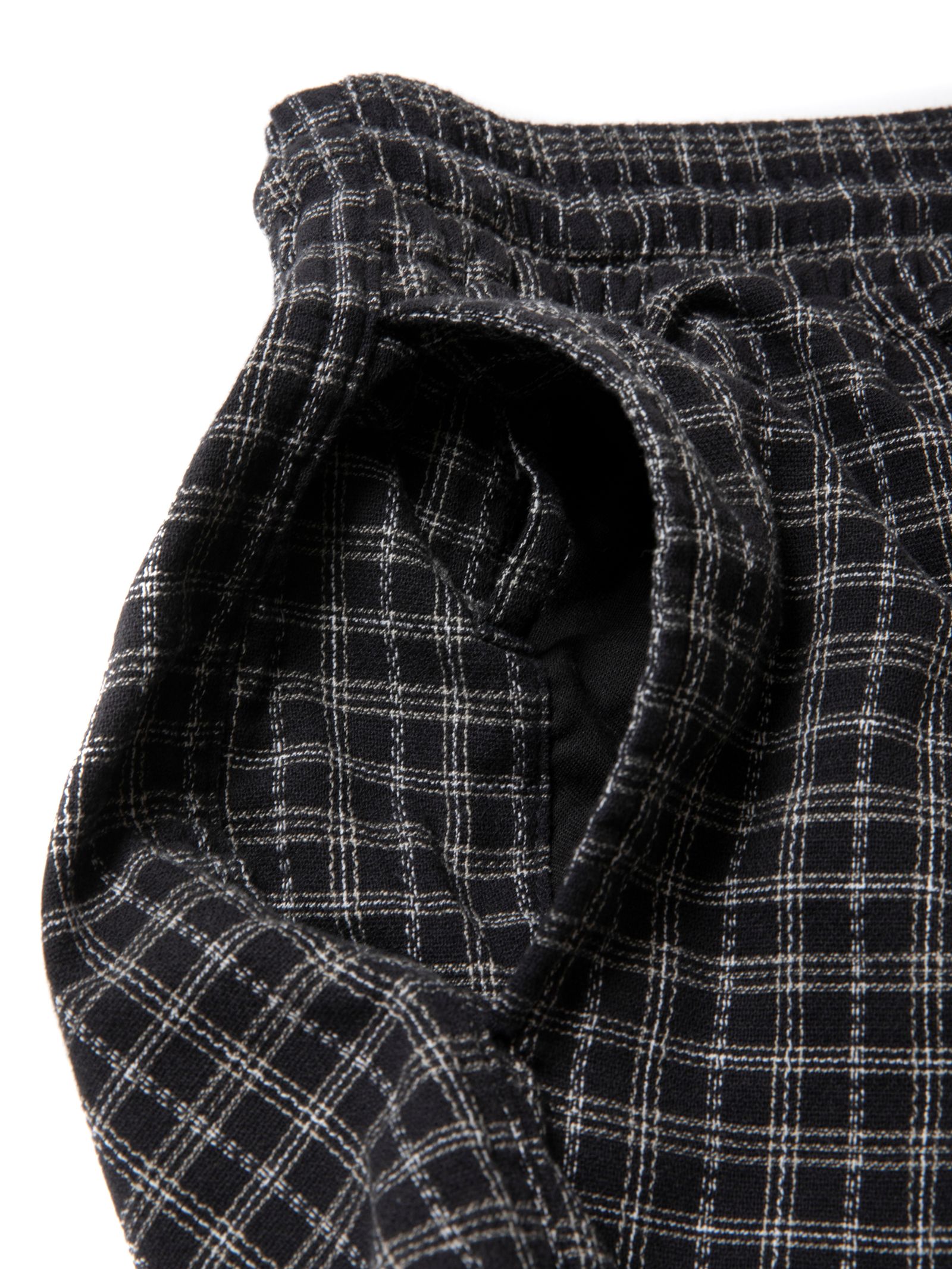 Amundsen Check Wide Easy Pants / Black / チェックイージーパンツ