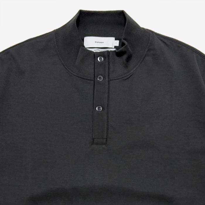 Tri Spun Cotton S/S Henley High Neck Tee / Charcoal