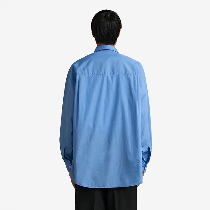 Broad L/S Oversized Regular Collar Shirt / Blue