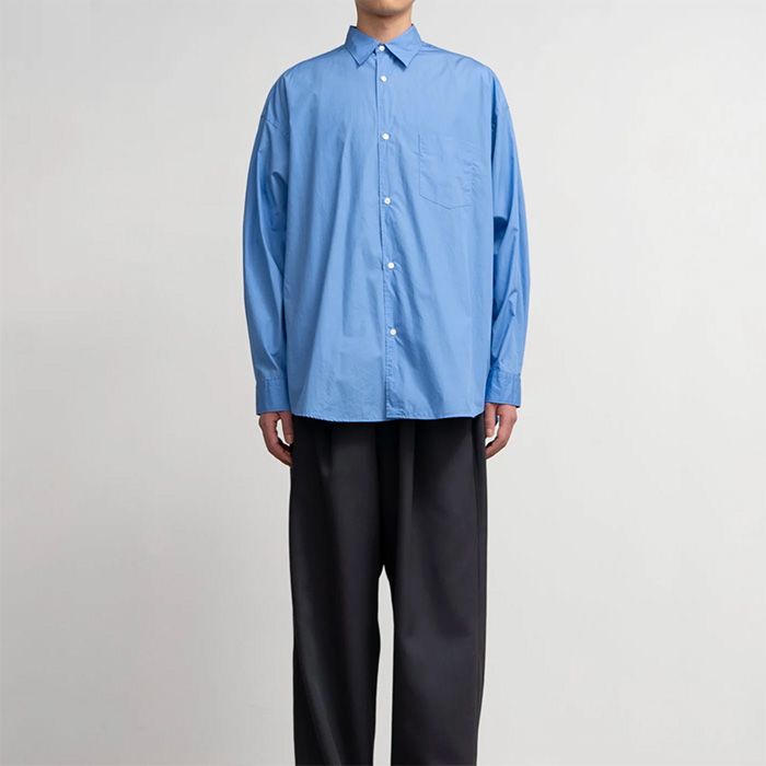 Broad L/S Oversized Regular Collar Shirt / BLUE