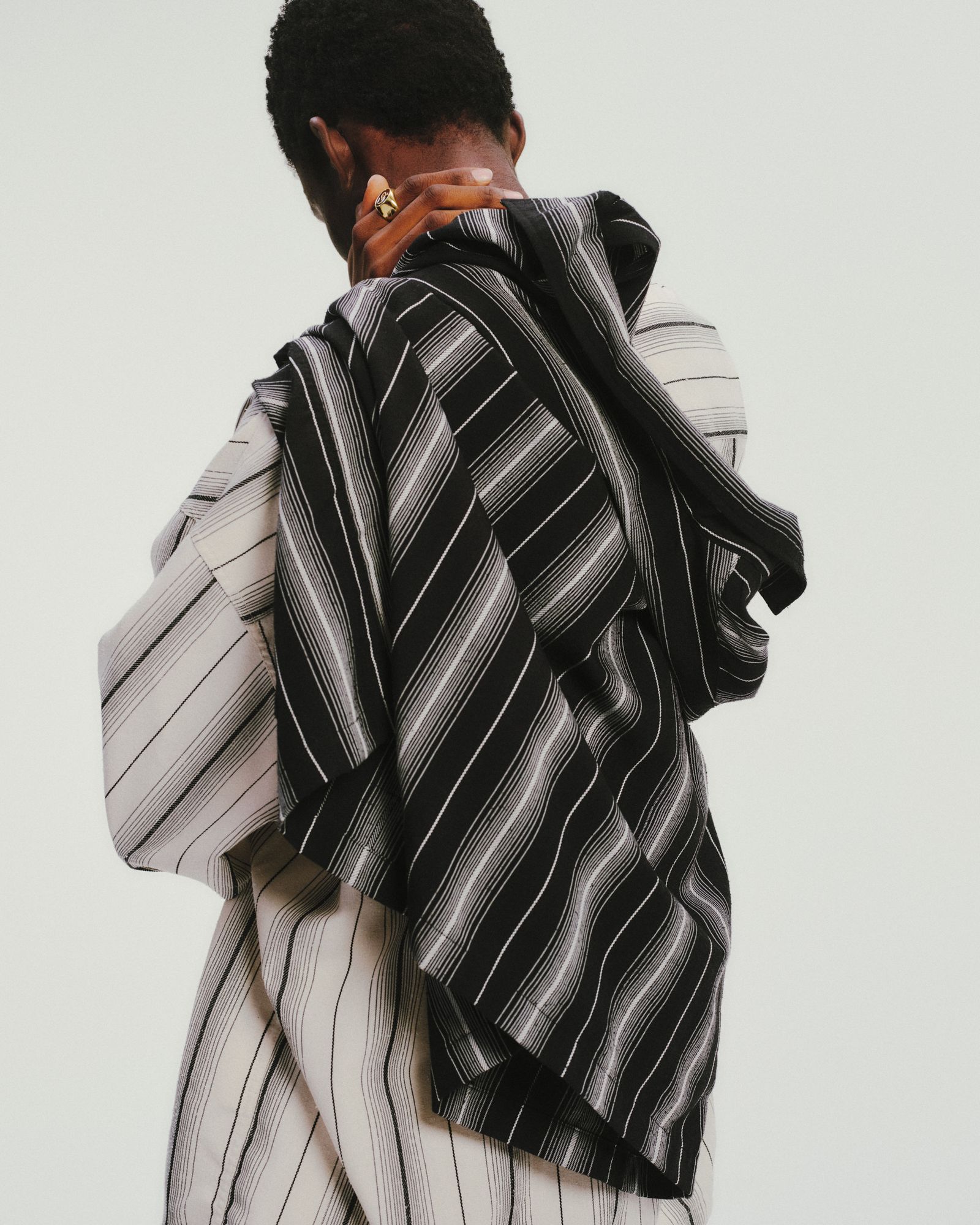 Dobby Chain Stripe L/S Cavana Shirt / BLACK / ストライプシャツ / CTE-26S413