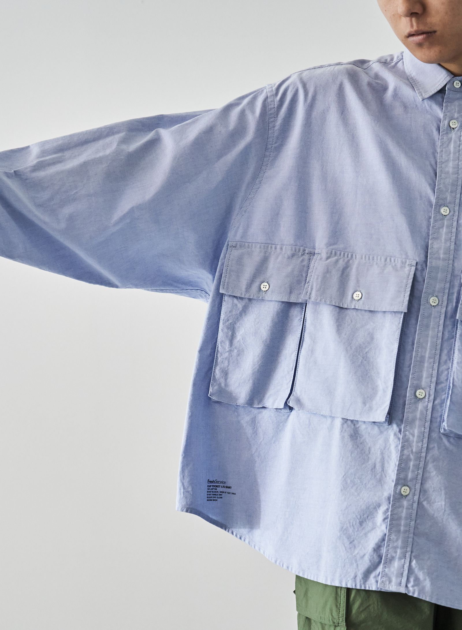 FreshService - OXFORD FLAP POCKET L/S SHIRT / BLUE | Stripe Online