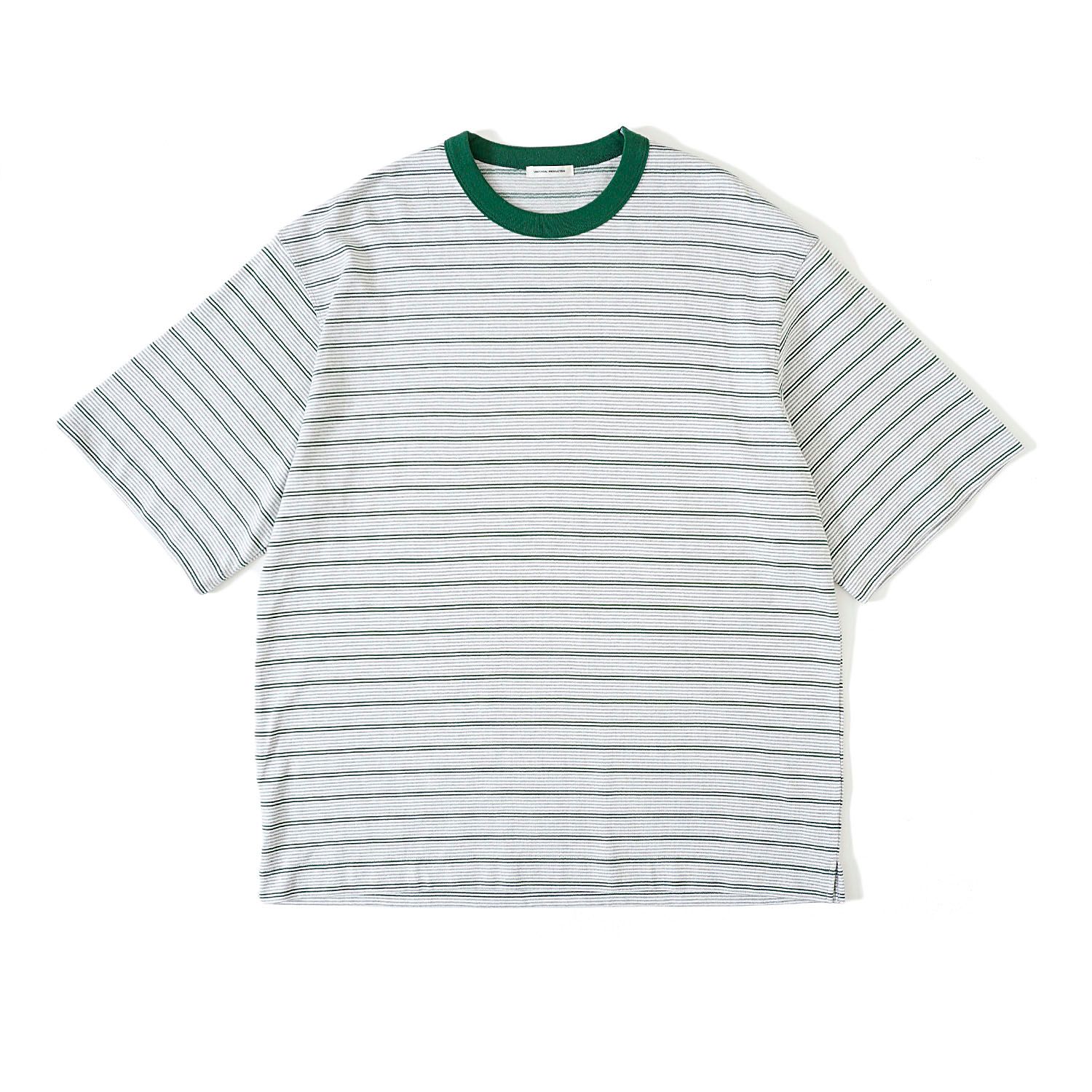 UNIVERSAL PRODUCTS - MULTI BORDER S/S T-SHIRT / GREEN