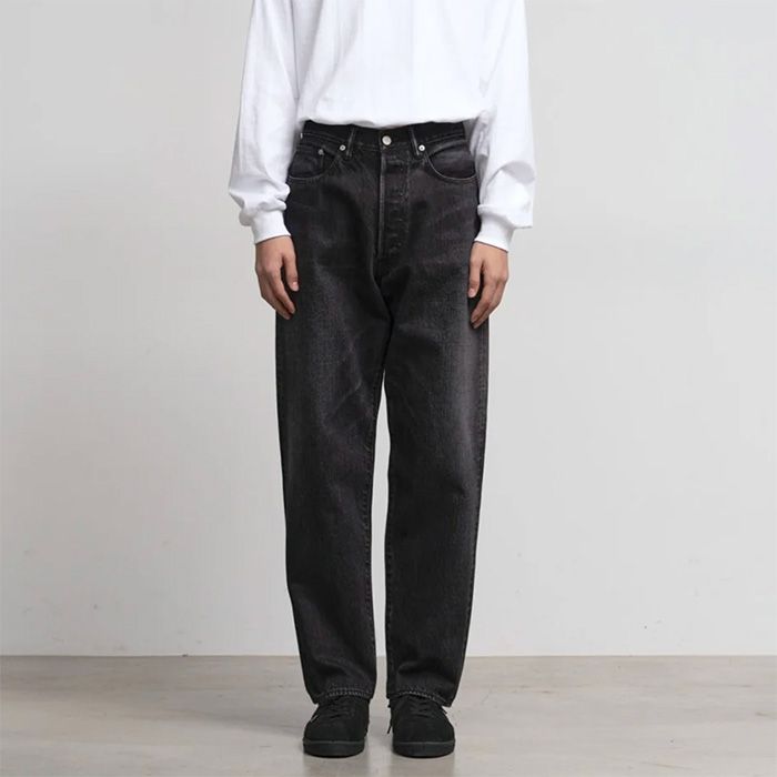 Selvage Denim Five Pocket Tapered Pants -DARK FADE- / BLACK DARK FADE
