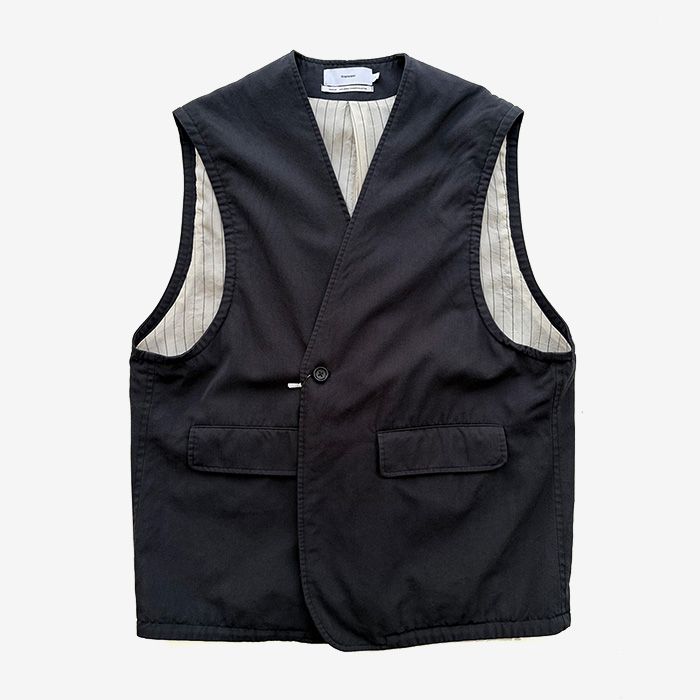 Fulled Wool Twill Adjustable Vest / Charcoal