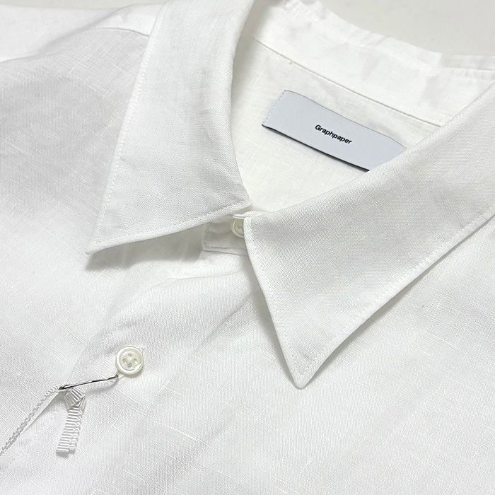 Linen L/S Oversized Regular Collar Shirt / White