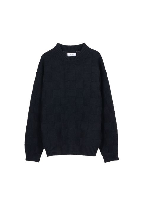 SWEATER CHECKER / BLACK / チェッカー模様セーター