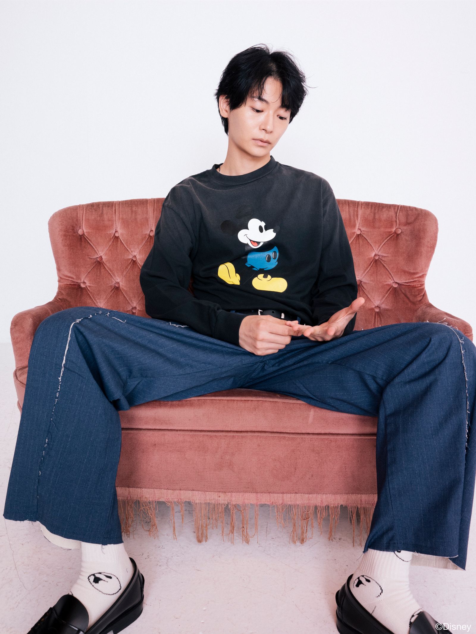 MICKEY L/S T-SHIRT / BLACK / プリント ティーシャツ