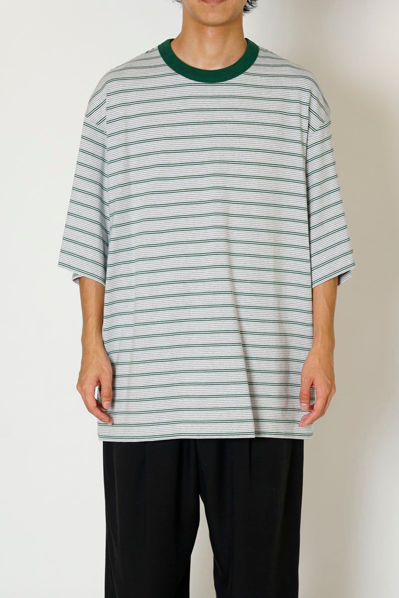 UNIVERSAL PRODUCTS - MULTI BORDER S/S T-SHIRT / GREEN | Stripe