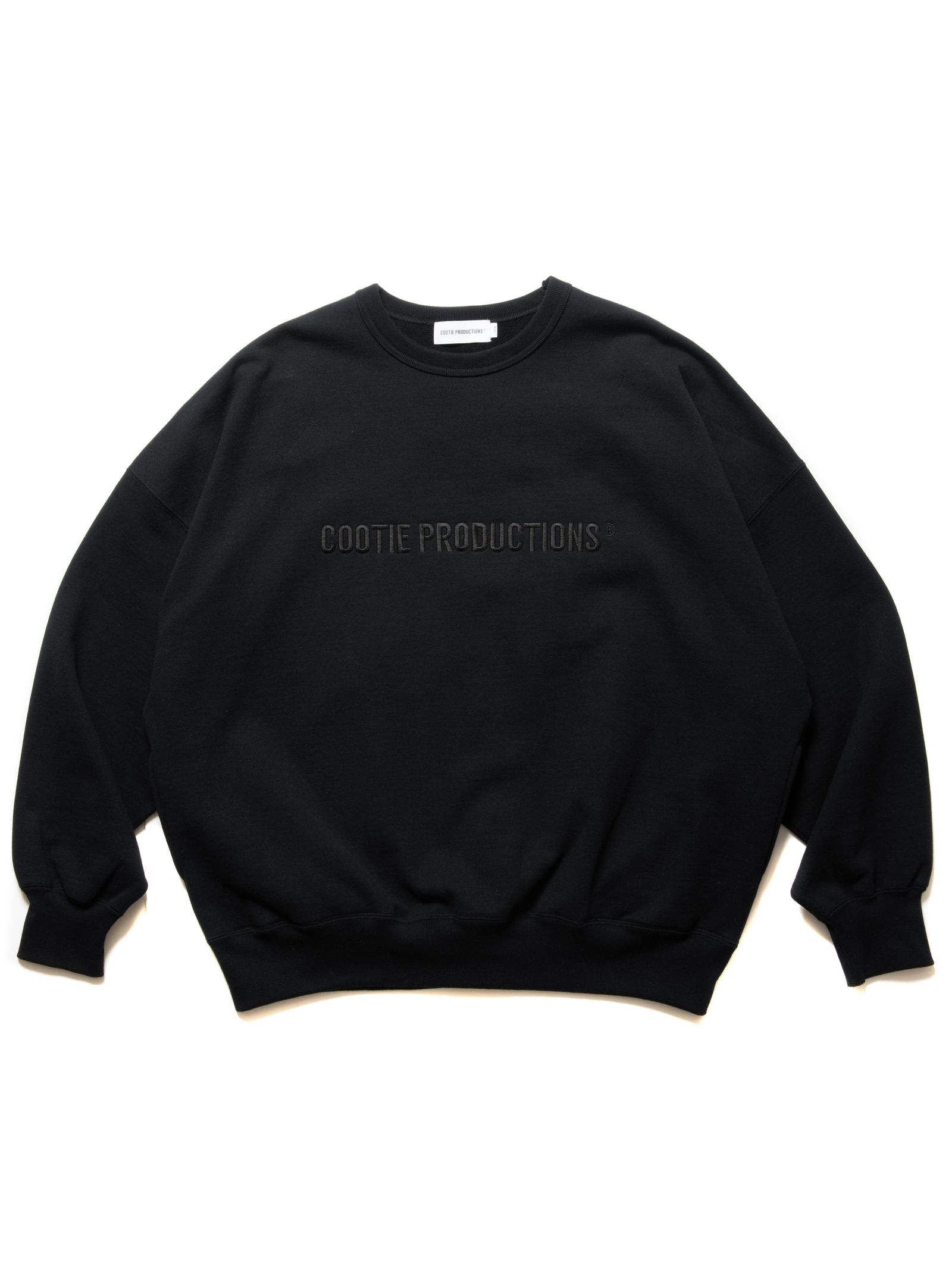 COOTIE PRODUCTIONS - Open End Yarn Sweat Crew (Embroidery) / BLACK / 刺繍ロゴ スウェット | Stripe Online Store