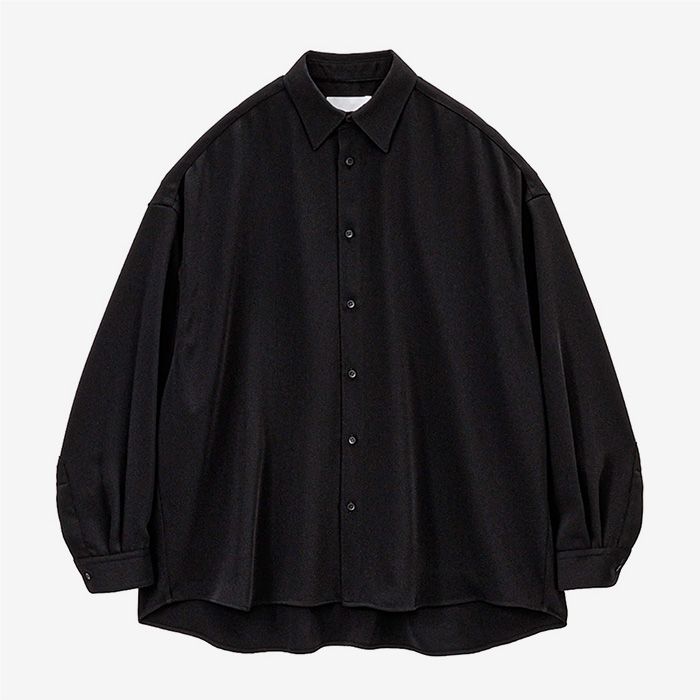 Women / Satin Oversized Regular Collar Shirt / Black