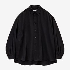Women / Satin Oversized Regular Collar Shirt / Black