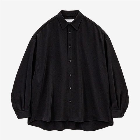 Women / Satin Oversized Regular Collar Shirt / Black