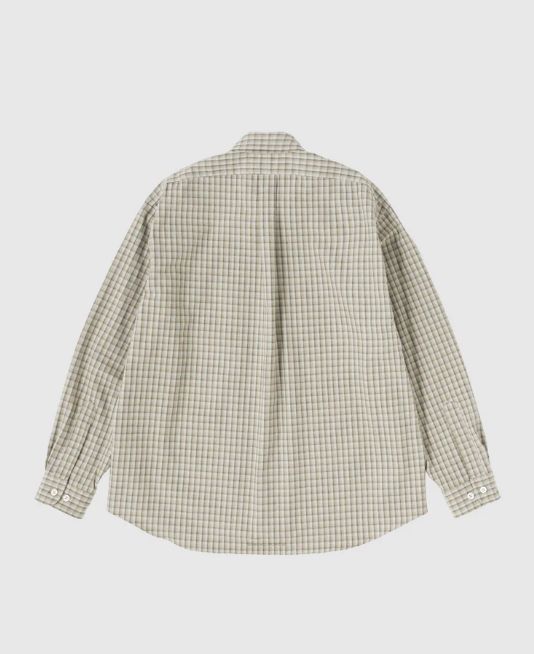 TWILL PLAID BIG BD SHIRT / Beige x Grey