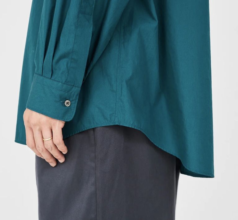 Graphpaper - Broad L/S Oversized Band Collar Shirt / GREEN 