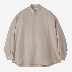 Linen Cupro L/S Oversized Regular Collar Shirt / BEIGE