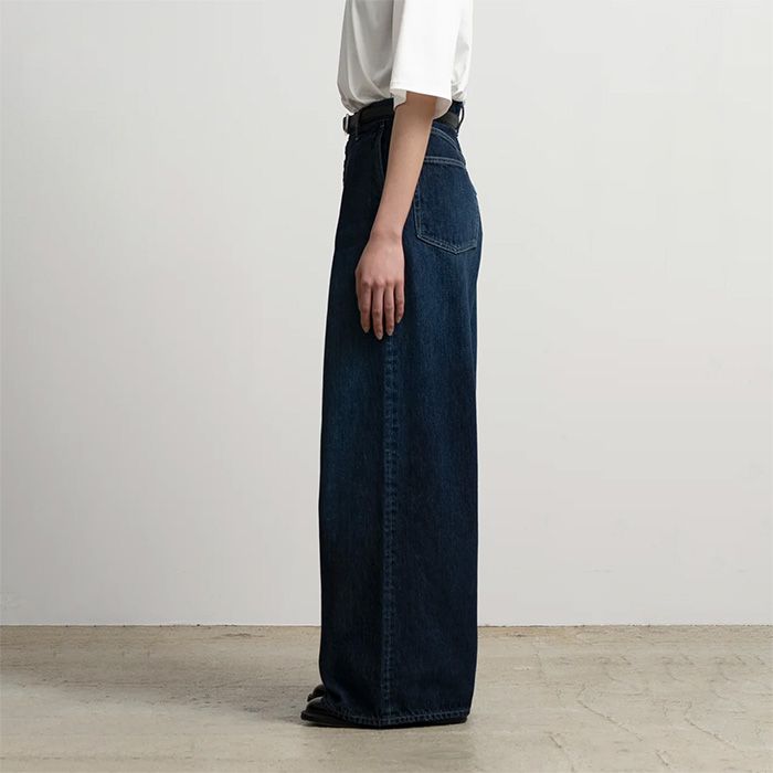 Women / Selvage Denim Two Tuck Wide Pants -DARK FADE- / INDIGO DARK FADE