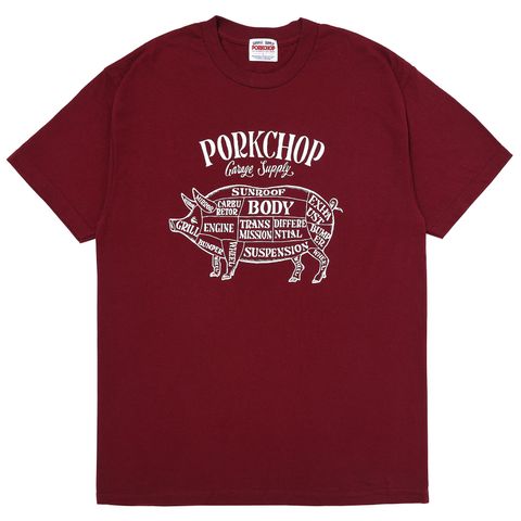 PORK FRONT TEE 25 / BURGUNDY / プリントティー