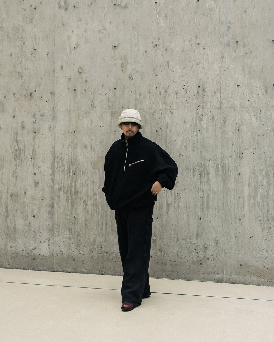 W/N Fleece Half Zip Top / BLACK /  ウールフリースハーフジップ