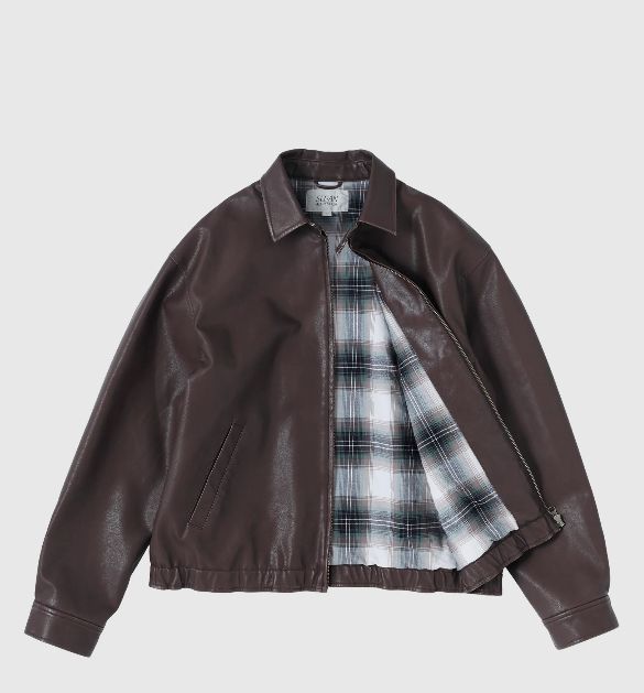 SYNTHETIC LEATHER JACKET / VINTAGE BROWN