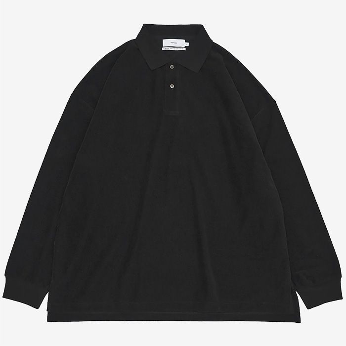 Pique Velour Jersey L/S Polo / Black