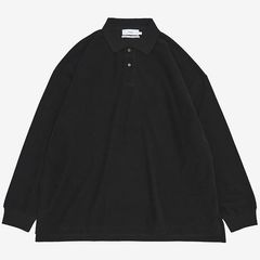 Pique Velour Jersey L/S Polo / Black