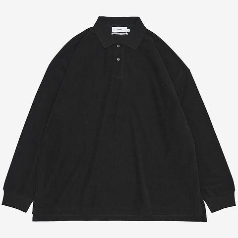 Pique Velour Jersey L/S Polo / Black