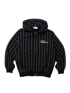 Allover Print Open End Yarn Sweat Zip Hoodie / BLACK /  ストライプジップパーカー