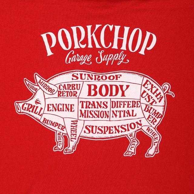PORK BACK HOODIE / RED×WHITE / ポークパーカー