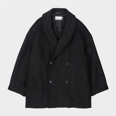 Light Melton Shawl Collar Coat / Black