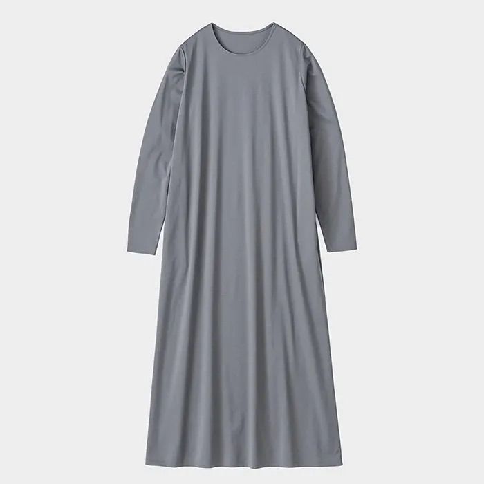 Women / Fine Smooth L/S Crew Neck Dress / Gray