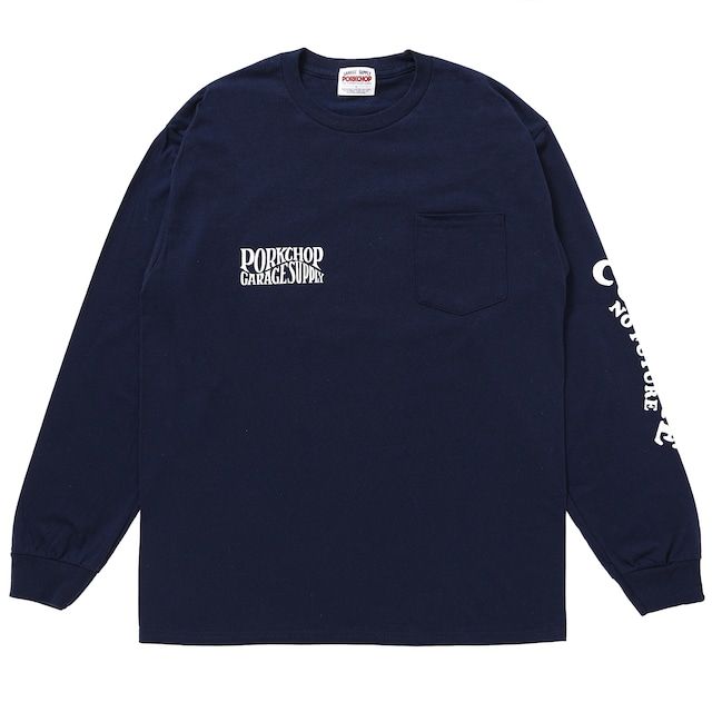 WAVE LOGO L/S TEE / NAVY / プリントロンティー