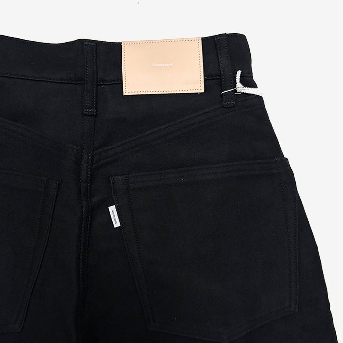 Women / Cotton Double Serge Two Tuck Wide Pants / Black