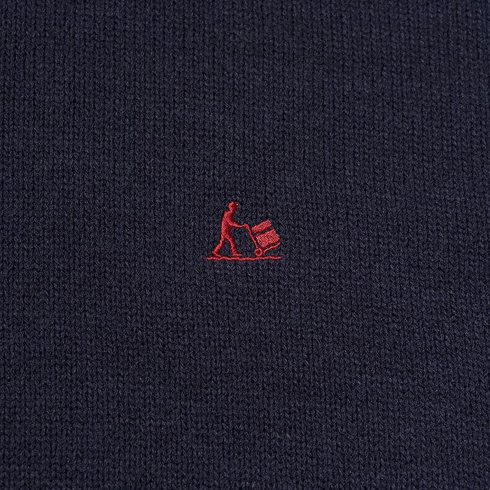 THERMAL JERSEY HALF ZIP KNIT / NAVY