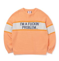 “I'M FUCKING PROBLEM” Crew Knit / PINK
