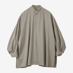 Women / Silicon Poplin Deep Slit Band Collar Shirt / Grege