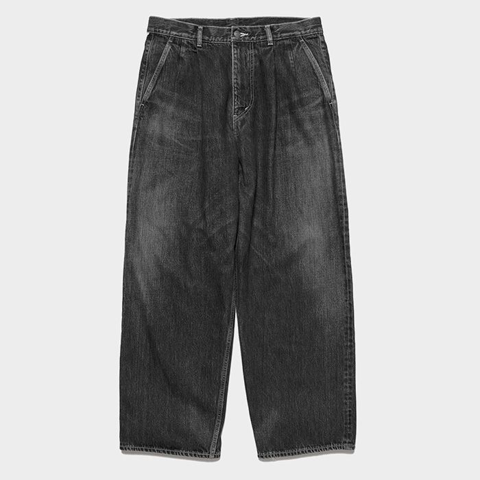 Selvage Denim Two Tuck Pants -DARK FADE- / BLACK LIGHT FADE