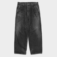 Selvage Denim Two Tuck Pants -DARK FADE- / BLACK LIGHT FADE