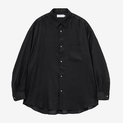 Linen L/S Oversized Regular Collar Shirt / Black