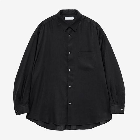Linen L/S Oversized Regular Collar Shirt / Black