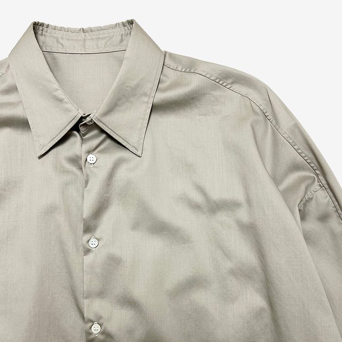 Women / Silicon Poplin Deep Slit Regular Collar Shirt / Grege