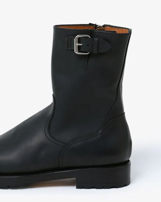 WORKER ZIP UP BOOTS COW LEATHER / BLACK