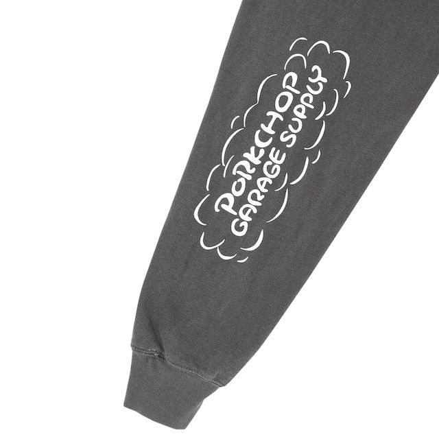 RUNNING LOGO HOODIE / ASH BLACK / プリントパーカー