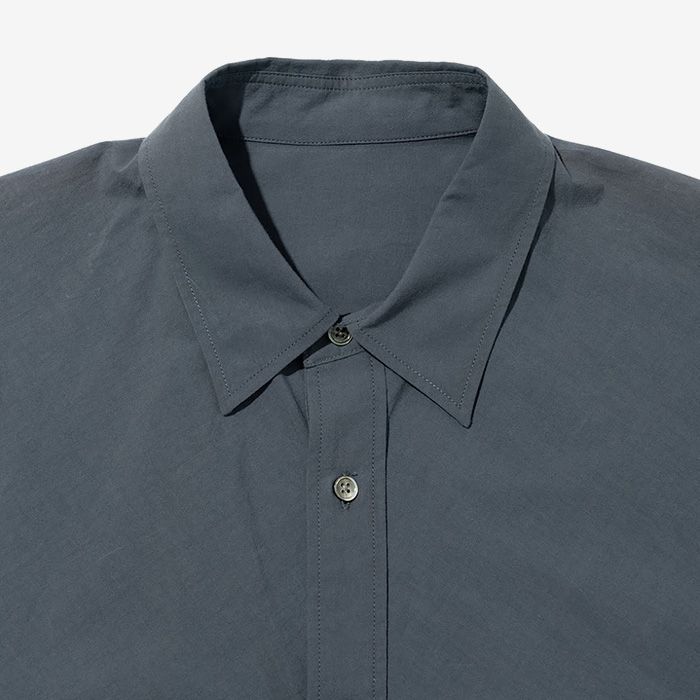 CRISP COTTON ANORAK S/S SHIRT / GRAY