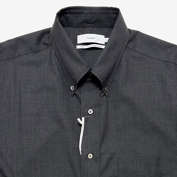 Fine Wool Heather Oversized L/S B.D Shirt / Charcoal